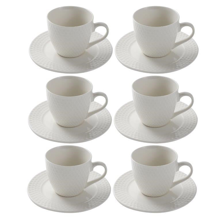 Ceramic Tea Cup and Saucer Set of 6 Pcs 8.5*7.6/16 cm