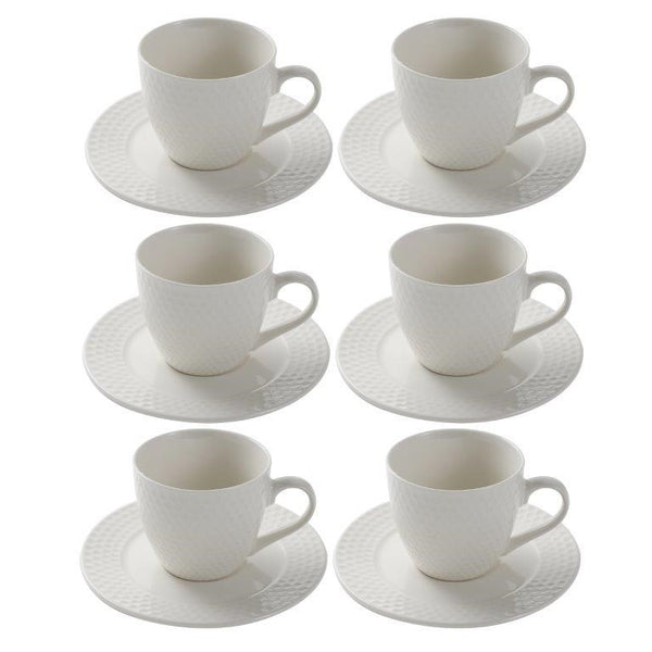 Ceramic Tea Cup and Saucer Set of 6 Pcs 8.5*7.6/16 cm