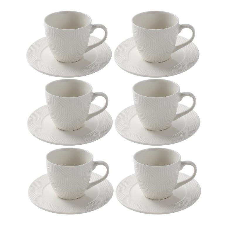 Ceramic Tea Cup and Saucer Set of 6 Pcs 8.5*7.6/16 cm
