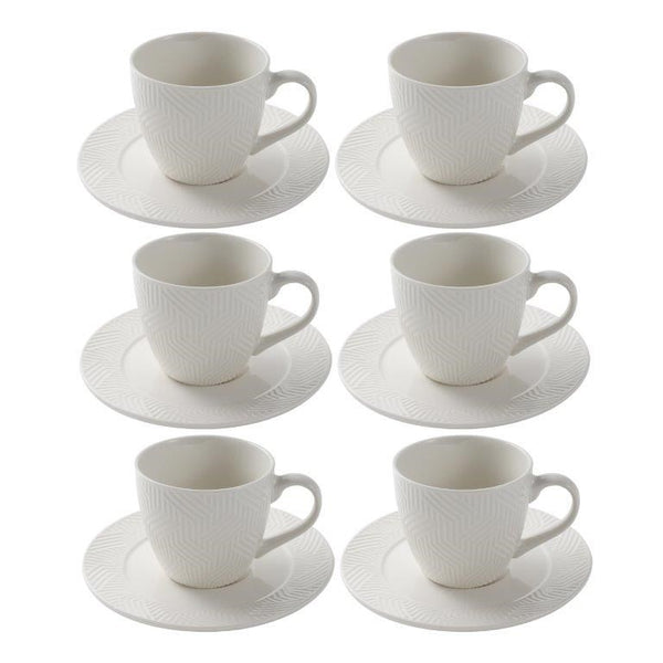 Ceramic Tea Cup and Saucer Set of 6 Pcs 8.5*7.6/16 cm