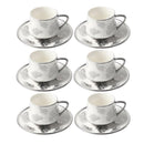 Ceramic Tea Cup and Saucer Set of 6 Pcs Abstract Print Design 180ml