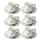 Ceramic Coffee Cup and Saucer Set of 6 Pcs Abstract Print Design 90ml