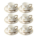 Ceramic Tea Cup and Saucer Set of 6 Pcs Abstract Print Design 180ml
