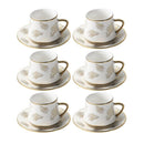 Ceramic Coffee Cup and Saucer Set of 6 Pcs Abstract Print Design 90ml