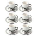 Ceramic Coffee Cup and Saucer Set of 6 Pcs Abstract Print Design 90ml