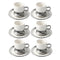 Ceramic Coffee Cup and Saucer Set of 6 Pcs Abstract Print Design 90ml