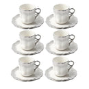 Ceramic Coffee Cup and Saucer Set of 6 Pcs Abstract Print Design 90ml
