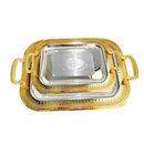 Stainless Steel Rectangular Serving Tray Set of 2 Pcs 35*25/46*35 cm
