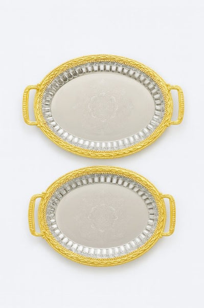 Stainless Steel Serving Tray Set of 2 Pcs 35*26/45*32 cm
