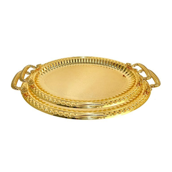 Stainless Steel Oval Serving Tray Set of 2 Pcs 35*26/45*32 cm