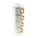 Stackable Ceramic Tea Cup Set of 4 Pcs with Stand 230 ml