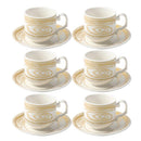Ceramic Coffee Cup and Saucer Set of 6 Pcs Abstract Print 80 ml