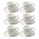 Ceramic Tea Cup and Saucer Set of 6 Pcs Abstract Print 200 ml