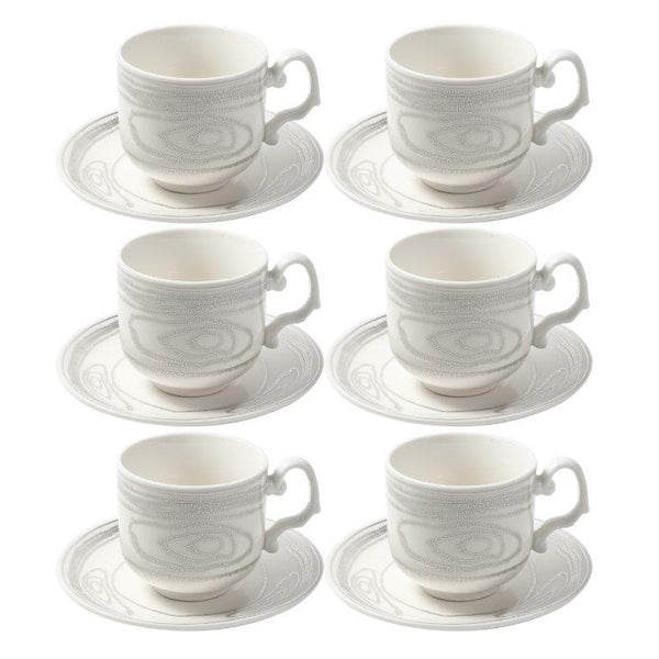 Ceramic Tea Cup and Saucer Set of 6 Pcs Abstract Print 200 ml