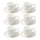 Ceramic Coffee Cup and Saucer Set of 6 Pcs Abstract Print 80 ml