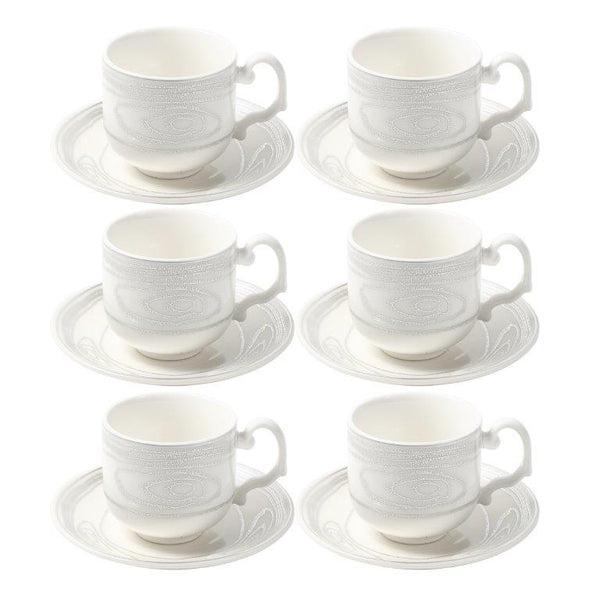 Ceramic Coffee Cup and Saucer Set of 6 Pcs Abstract Print 80 ml