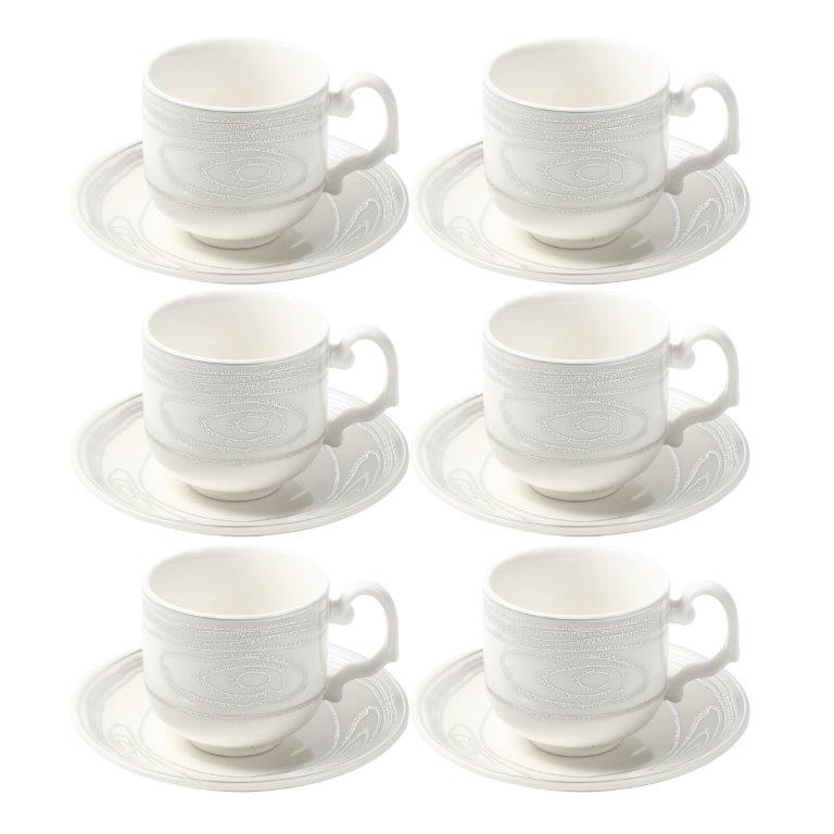 Ceramic Coffee Cup and Saucer Set of 6 Pcs Abstract Print 80 ml