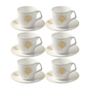 Ceramic Tea Cup and Saucer Set of 6 Pcs Abstract Print 200 ml
