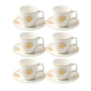 Ceramic Coffee Cup and Saucer Set of 6 Pcs Abstract Print 90 ml