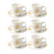 Ceramic Coffee Cup and Saucer Set of 6 Pcs Abstract Print 90 ml
