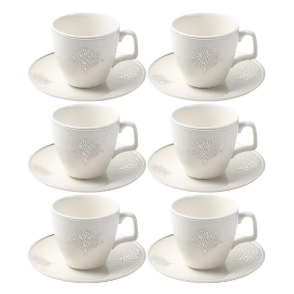 Ceramic Coffee Cup and Saucer Set of 6 Pcs Abstract Print 90 ml