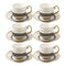 Ceramic Coffee Cup and Saucer Set of 6 Pcs Abstract Print 80 ml