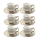 Ceramic Tea Cup and Saucer Set of 6 Pcs Abstract Print 200 ml
