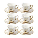 Ceramic Tea Cup and Saucer Set of 6 Pcs Abstract Print 200 ml