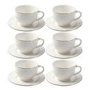 Ceramic Coffee Cup and Saucer Set of 6 Pcs Abstract Print 80 ml