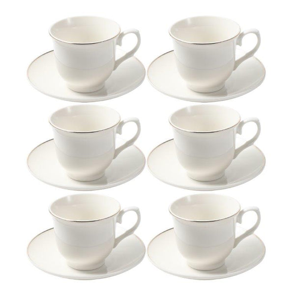 Ceramic Coffee Cup and Saucer Set of 6 Pcs Abstract Print 80 ml