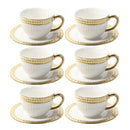 Ceramic Tea Cup and Saucer Set of 6 Pcs Abstract Print 200 ml