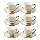 Ceramic Coffee Cup and Saucer Set of 6 Pcs Abstract Print 80 ml