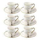 Ceramic Coffee Cup and Saucer Set of 6 Pcs Abstract Print 80 ml