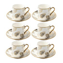 Ceramic Coffee Cup and Saucer Set of 6 Pcs Abstract Print 80 ml