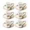 Ceramic Coffee Cup and Saucer Set of 6 Pcs Abstract Print 80 ml