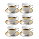 Ceramic Tea Cup and Saucer Set of 6 Pcs Abstract Print 220 ml
