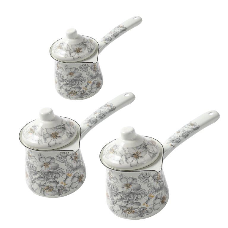 Turkish Metal Coffee Pot with Handle Set of 3 Pcs 8cm/11cm/12 cm