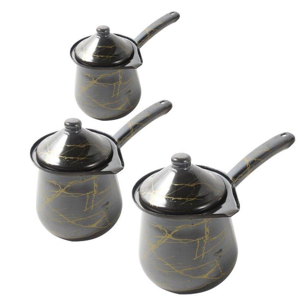 Turkish Metal Coffee Pot with Handle Set of 3 Pcs 8cm/11cm/12 cm