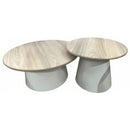 Round Timber Top End Table Coffee Table Set 50*50.5/70*70*42 cm