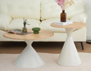 Round Timber Top End Table Coffee Table Set 70*45/50*55 cm