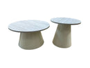 Round Timber Top Coffee Table Set Modern Living Room