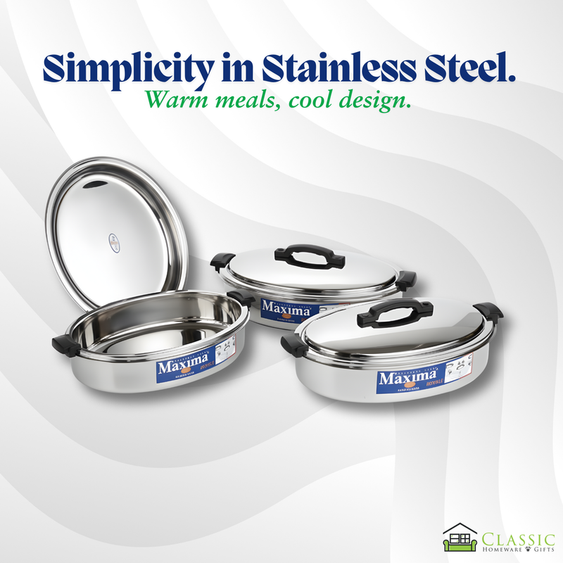 Stainless Steel Maxima Oval Hot Pot Set 3500ml 5000ml 7500ml