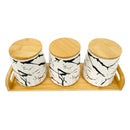 Ceramic Canister Set/3 Pcs with Tray 12.5*9 cm