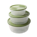 Stackable Round Plastic Crisper Box Set/3 Pcs 23*9.5 cm