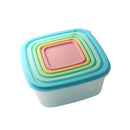 Stackable Square Plastic Crisper Box Set/5 Pcs 22.5 cm