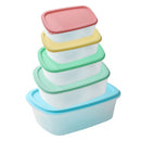 Stackable Rectangular Plastic Crisper Box Set/5 Pcs 26.5*20*9.5 cm