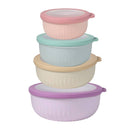 Stackable Round Plastic Crisper Box Set/4 Pcs 21.5/18.5/15.5/11.5 cm