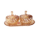 Crystal Glass Sugar Bowl Candy Jar w Tray Set/2 Pcs  cm