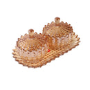 Crystal Glass Sugar Bowl Candy Jar w Tray Set/2 Pcs  cm