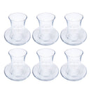 Lead Free Glass Tea Cup & Saucer Set/6  6.3*9.5/10.5 cm